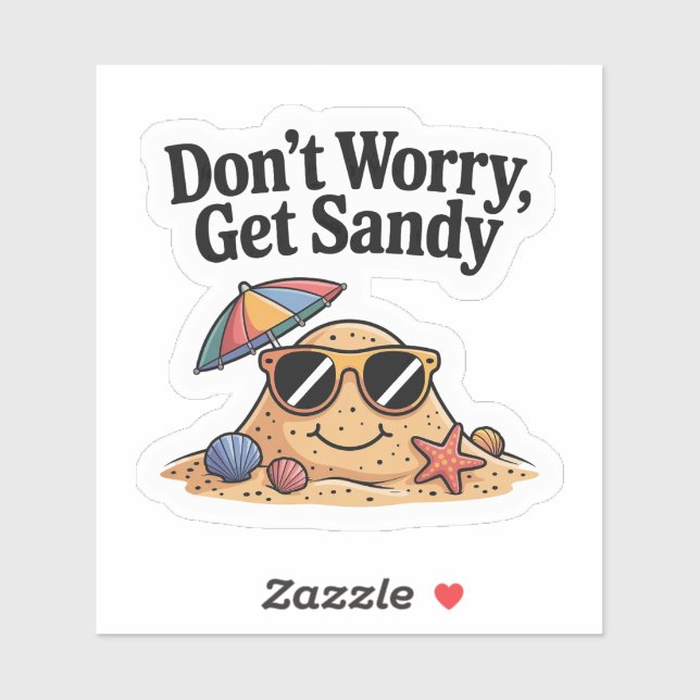 Cute Sand Mascot Don't Worry Get Sandy Sticker (Sheet)