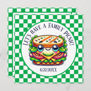 Cute sandwich picnic party invitation