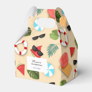 Cute Sandy Beach Summer Fun Birthday Party Favor Boxes