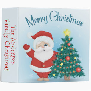Cute Santa and Christmas Tree Family Christmas    3 Ring Binder