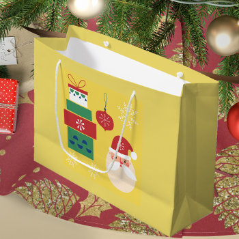 Cute Santa And Gifts Large Gift Bag by Gingezel at Zazzle