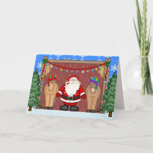Cute Santa and Horse Christmas Greeting Card