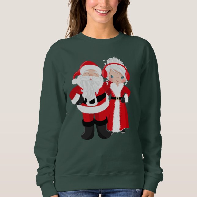 Cute Santa and Mrs. Claus Holiday sweatshirt (Front)
