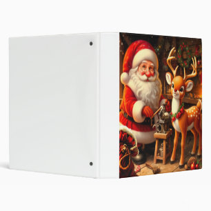 Cute Santa and Reindeer 3 Ring Binder