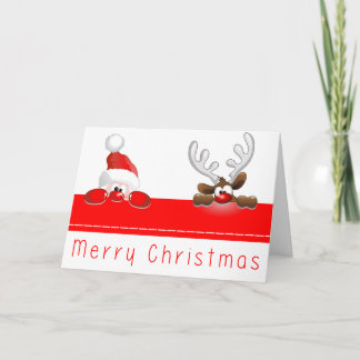 Cute Santa and Reindeer Christmas Cards