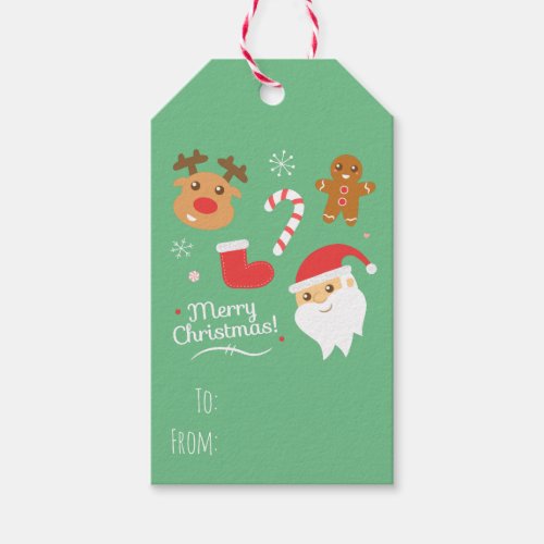 Cute Santa and Reindeer Christmas Gift Tags