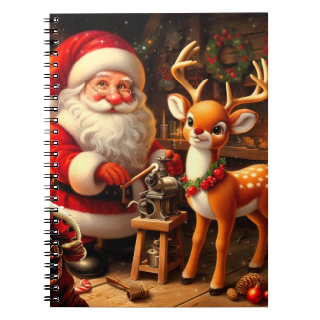 Cute Santa and Reindeer  Notebook (Front)