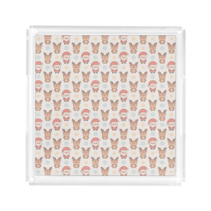 Cute Santa and Reindeer Pattern Acrylic Tray