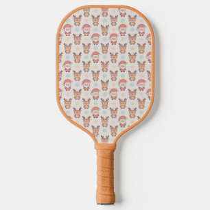 Cute Santa and Reindeer Pattern Carbon Fiber Pickleball Paddle