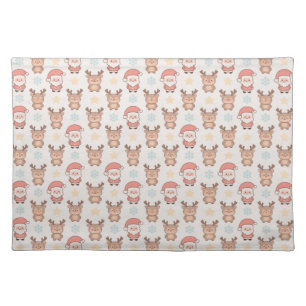 Cute Santa and Reindeer Pattern Cloth Placemat