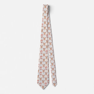 Cute Santa and Reindeer Pattern Neck Tie
