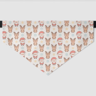 Cute Santa and Reindeer Pattern Pet Bandana Collar