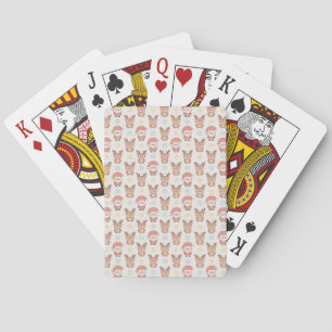 Cute Santa and Reindeer Pattern Poker Cards