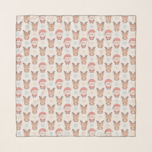 Cute Santa and Reindeer Pattern Scarf