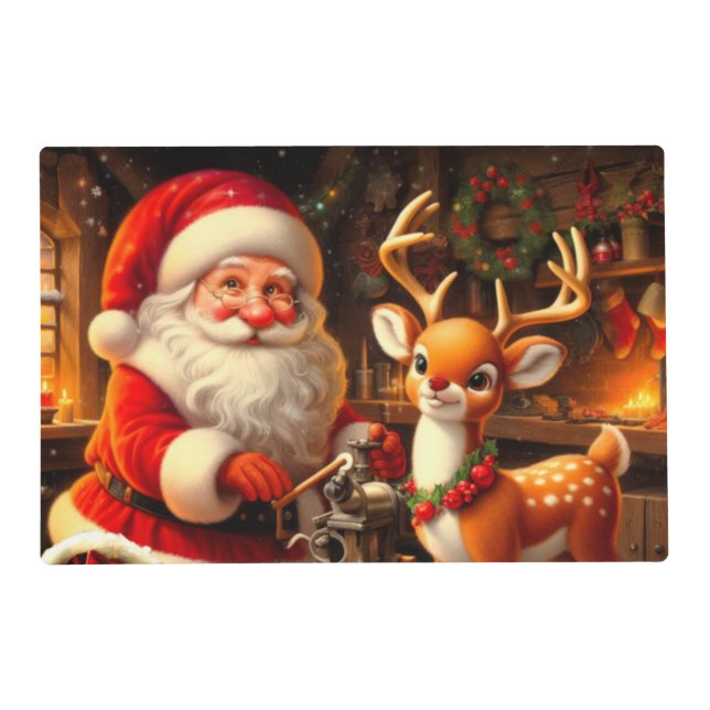 Cute Santa and Reindeer  Placemat (Front)