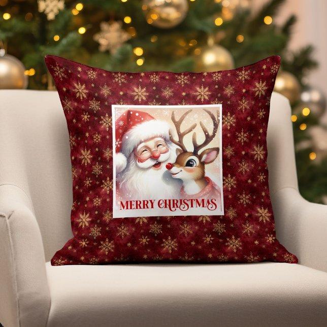 Cute Santa and Rudolph Christmas Pillow Home Decor (Cute Santa and Rudolph Christmas Pillow Home Accent

)