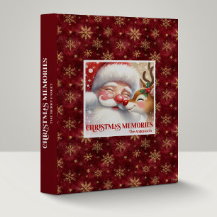 Cute Santa and Rudolph Christmas Scrapbook Album 3 Ring Binder