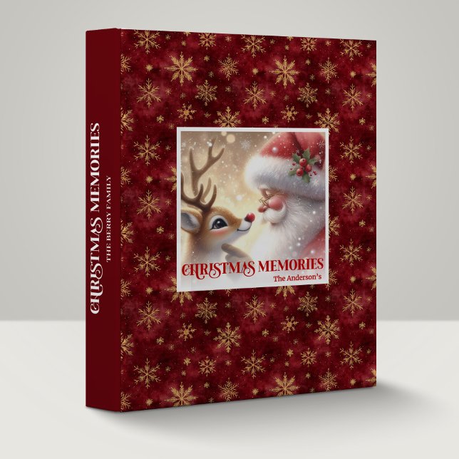 Cute Santa and Rudolph Holiday Memory Album Ring  3 Ring Binder (Cute Santa and Rudolph Holiday Memory Album Ring Binder)