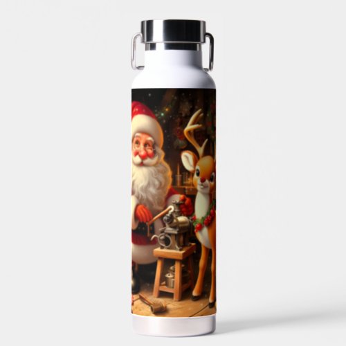 Cute Santa and Rudolph  Water Bottle
