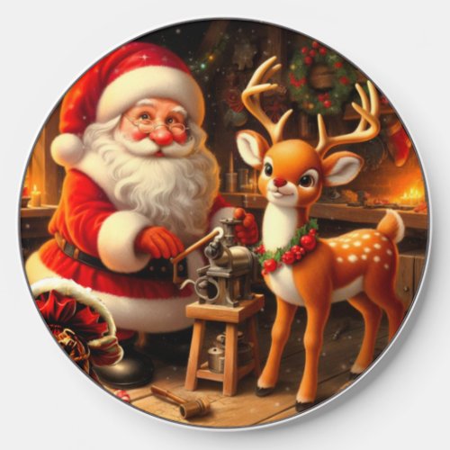Cute Santa and Rudolph  Wireless Charger