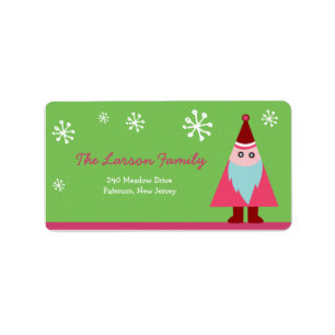 Cute Santa And Snowflakes holiday label