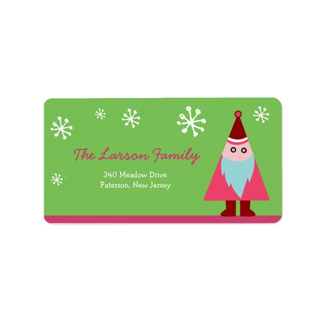 Cute Santa And Snowflakes holiday label (Front)