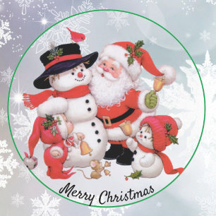Cute Santa and Snowman Christmas Seal Sticker