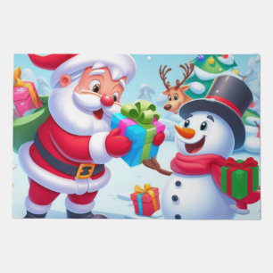 Cute Santa and Snowman Doormat