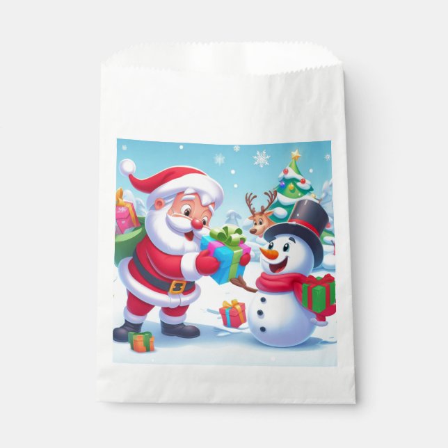 Cute Santa and Snowman  Favor Bag (Front)