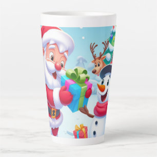 Cute Santa and Snowman  Latte Mug