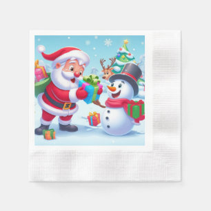 Cute Santa and Snowman  Napkins