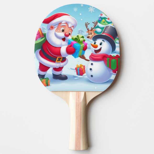 Cute Santa and Snowman  Ping Pong Paddle (Front)
