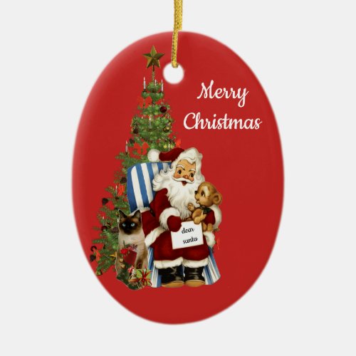 Cute Santa and Teddy Bear Christmas Ornament