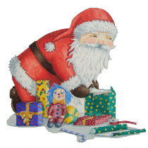 Cute santa and toys wrapping Christmas gifts Pacifier