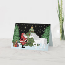Cute Santa and Unicorn Magical Christmas Holiday Card