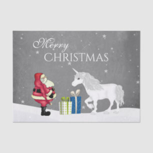 Cute Santa and Unicorn Merry Christmas Tissue Paper
