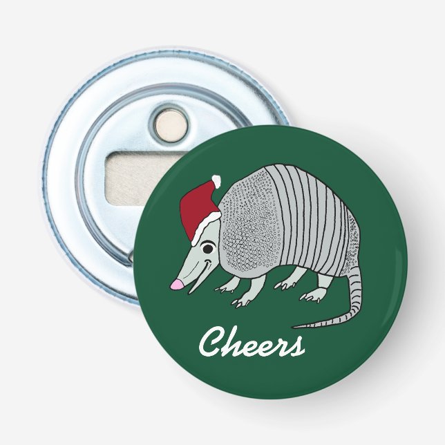 Cute Santa Armadillo Bottle Opener (Front)