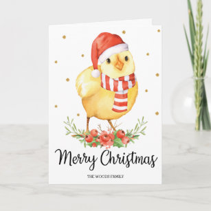 Cute Santa Baby Chick Merry Christmas Greetings Holiday Card