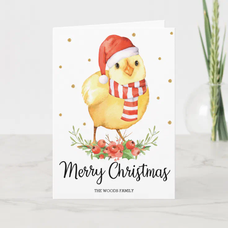 Cute Santa Baby Chick Merry Christmas Greetings Holiday Card Zazzle