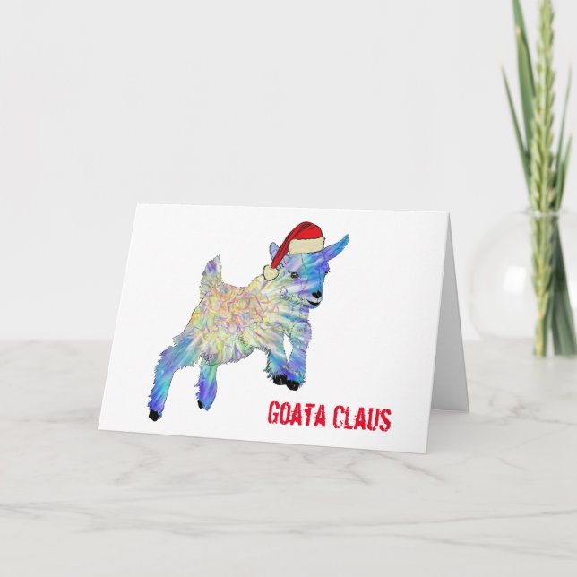 Cute Santa Baby Goat Card (Front)