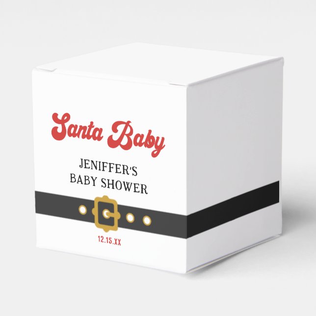 Cute Santa Baby Holiday Baby Shower Favor Boxes (Front Side)