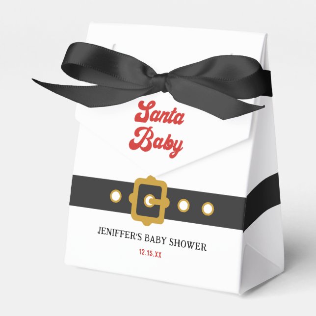 Cute Santa Baby Holiday Baby Shower Favor Boxes (Front Side)