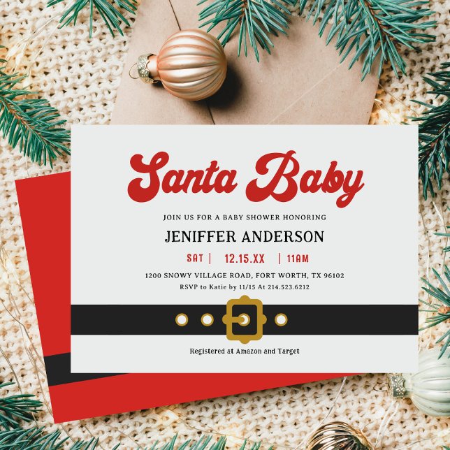 Cute Santa Baby Holiday Baby Shower Invitation (Creator Uploaded)