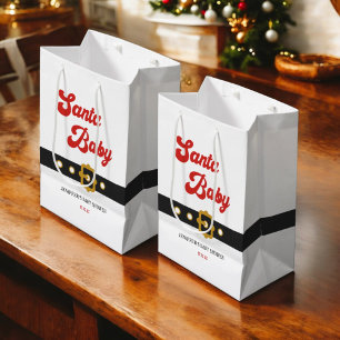 Cute Santa Baby Holiday Baby Shower  Medium Gift Bag