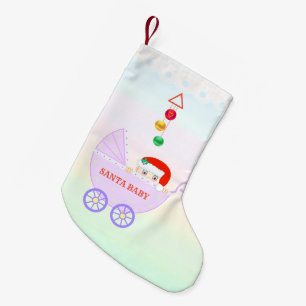 Cute Santa Baby on Pastel Colors Small Christmas Stocking