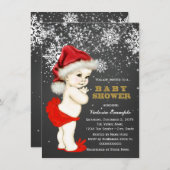 Cute Santa Baby Snowflake Baby Shower Invitation (Front/Back)