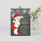 Cute Santa Baby Snowflake Baby Shower Invitation (Standing Front)