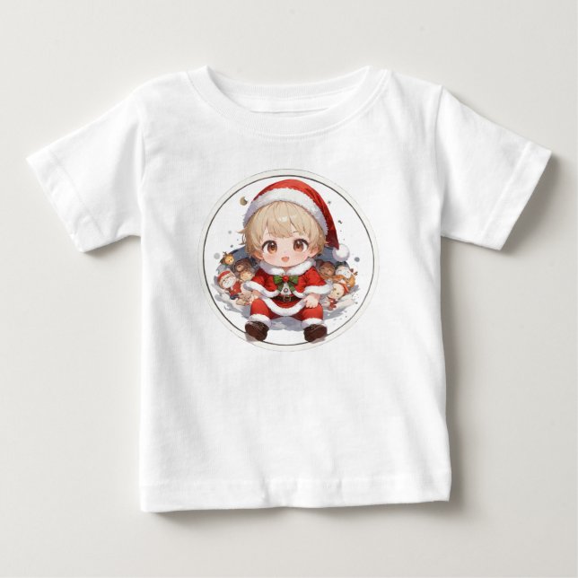 Cute Santa Baby T-Shirt - Christmas Infant Jersey  (Front)