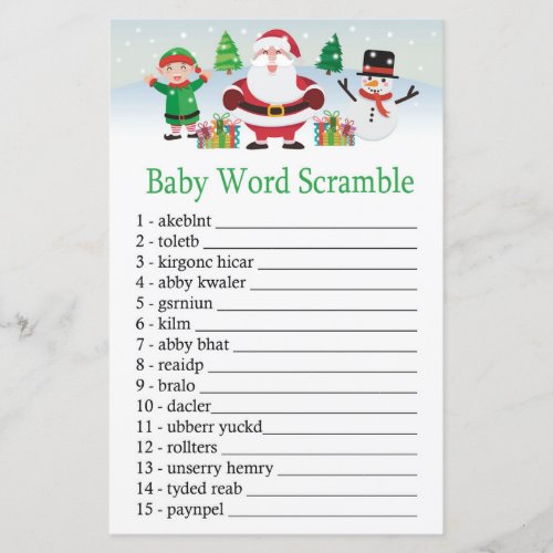 Cute Santa Baby word scramble game