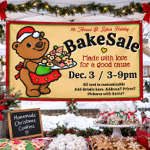 Cute Santa Bear Baker Bake Sale Promotional
